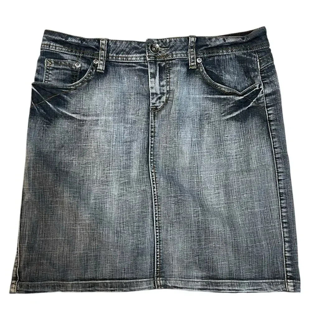 Y2K Mudd Denim Gray Blue Mini Skirt Womens Juniors 11 Grunge Indie Going Out